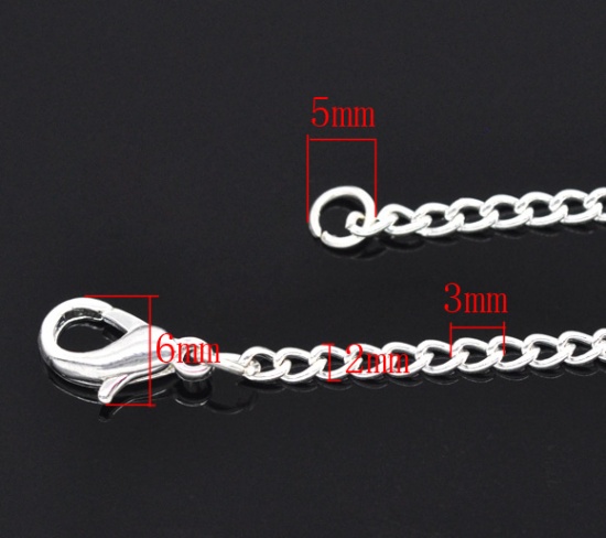 Picture of Link Curb Chain Necklace Silver Plated 40.5cm(16") long, Chain Size: 3x2mm(1/8"x1/8"), 12 PCs