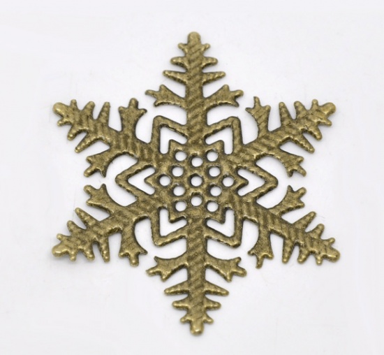 Picture of Antique Bronze Filigree Snowflake Wraps Connectors 45x45mm, sold per packet of 50