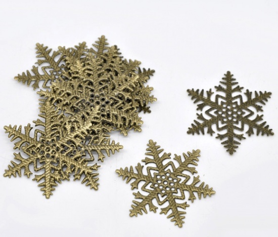 Picture of Antique Bronze Filigree Snowflake Wraps Connectors 45x45mm, sold per packet of 50