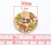 Picture of Wood Sewing Buttons Scrapbooking 4 Holes Round Multicolor Flower Pattern 3cm(1 1/8") Dia, 20 PCs