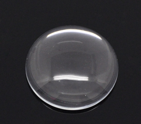 ガラス ドームシール カボション 円形 フラット クリア色 25mm直径、 10 個 の画像