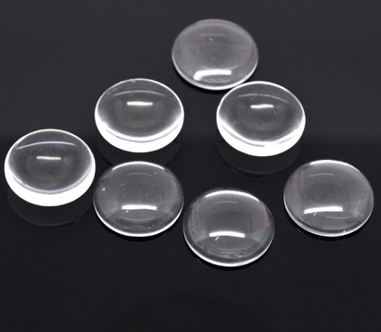 Picture of Glass Dome Seals Cabochon Round Flatback Transparent Clear 25mm Dia, 10 PCs