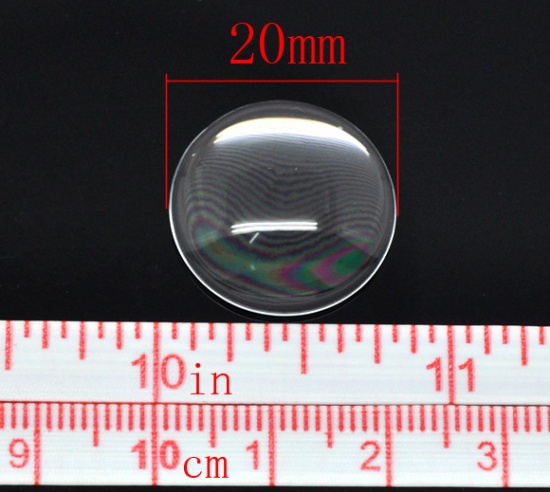 Immagine di Vetro Cupola CabochonCabochon per Abbellimento Tondo Flatback Clear Trasparente Nulla Disegno 20.0mm Dia, 30 Pz