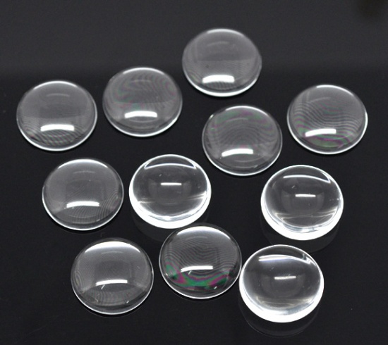 Immagine di Vetro Cupola CabochonCabochon per Abbellimento Tondo Flatback Clear Trasparente Nulla Disegno 20.0mm Dia, 30 Pz