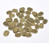 Picture of Zinc Based Alloy Charms Oval Antique Bronze Message " made with love " Carved 11mm( 3/8") x 8mm( 3/8"), 200 PCs
