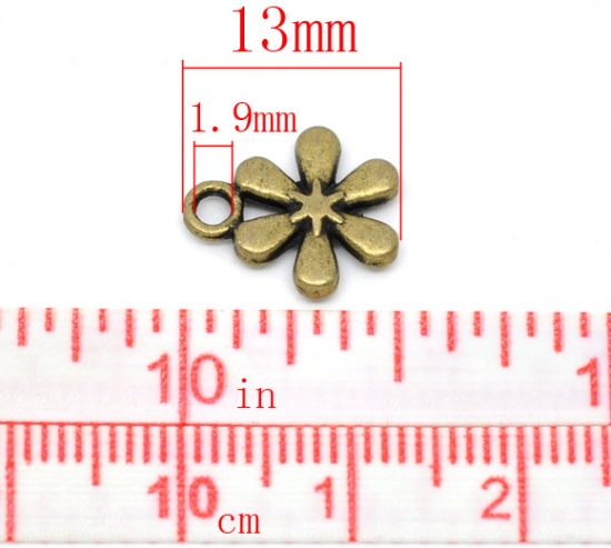 Picture of Antique Bronze Flower Charms Pendants 13x11mm, sold per packet of 50