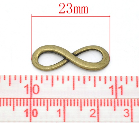 Immagine di Lega di Zinco Connettore Simbolo di Infinito Tono del Bronzo 23mm x 8mm, 30 Pz