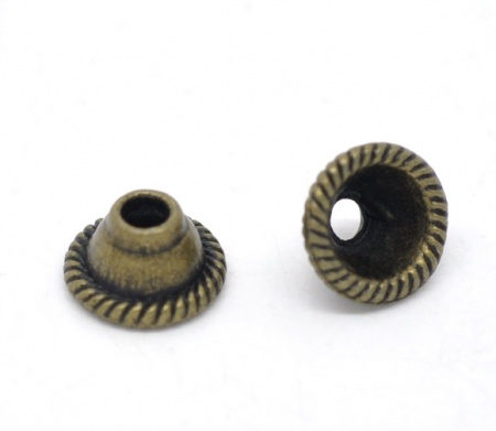 Lega di Zinco Coppette Copriperla Cono Tono del Bronzo (Addetti 14mm Perline) Modello Disegno 8mm x 5mm, 100 Pz