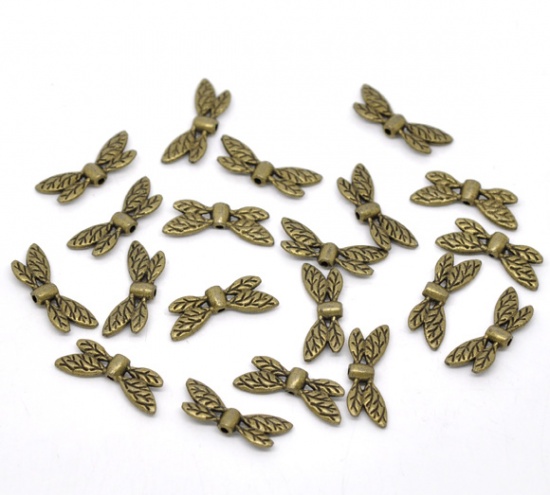 Picture of Antique Bronze Dragonfly Spacer Beads 22x8mm, sold per packet of 50