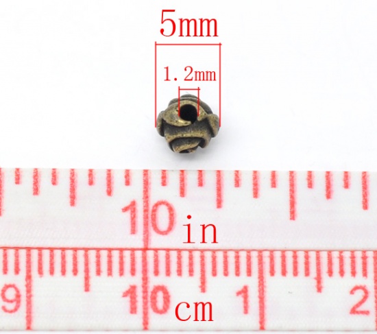 Picture of Zinc Based Alloy Spacer Beads Rose Flower Antique Bronze About 5mm x 5mm, Hole:Approx 1.2mm, 200 PCs