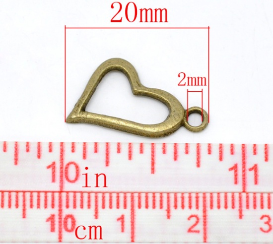 Изображение Подвески "Сердце" 20mm x 11mm Античная Бронза, проданные 100 шт