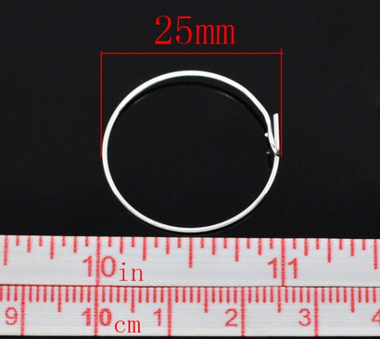 Picture of Iron Based Alloy Wine Glass Charm Hoops Circle Ring Silver Plated 25mm(1") Dia, 200 PCs
