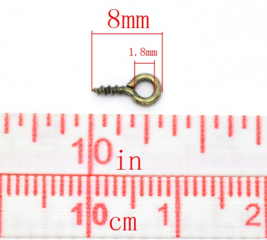 Immagine di Lega di Ferro Manico Perline Tondo Tono del Bronzo Foro: Circa 1.8mm, 8mm x 4mm, 1000 Pz