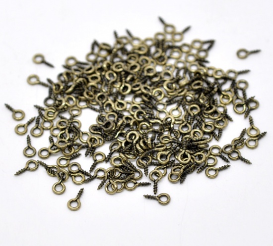 Picture of Bronze Tone Screw Eyes Bails Top Drilled Findings 8x4mm, sold per packet of 1000