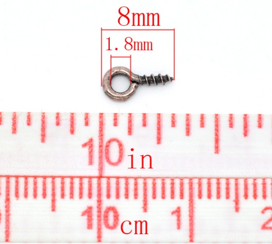 Immagine di Lega di Ferro Manico Perline Tondo Ossido di Rame Foro: Circa 1.8mm, 8mm x 4mm, 1000 Pz