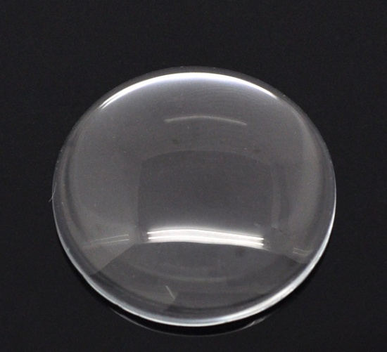 Picture of Transparent Glass Dome Seals Cabochons Round Flatback Clear 3cm(1 1/8") Dia, 10 PCs