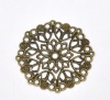 Bild von Antik Bronzen Filigran Stempel Blume Rund Verbinder Verschlüsse 35mm D. Verkauft eine Packung mit 50