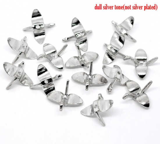 Picture of Zinc Based Alloy Beads Origami Crane Silver Tone About 24mm x 23mm, Hole:Approx 2mm, 30 PCs