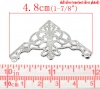 Picture of Filigree Stamping Embellishments Findings Triangle Silver Tone Flower Hollow Pattern 48mm(1 7/8") x 26mm(1"), 50 PCs
