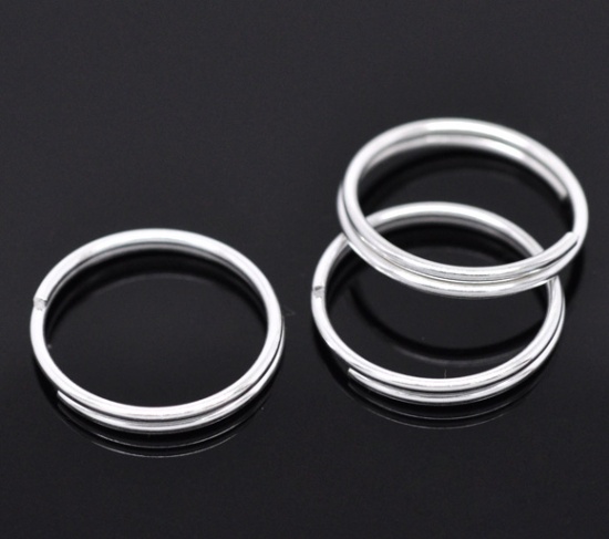 Picture of 1mm Iron Based Alloy Double Split Jump Rings Findings Round Silver Plated 16mm Dia, 100 PCs