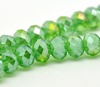 Picture of Crystal Glass Loose Beads Round Green AB Color Transparent Faceted About 8mm Dia, Hole: Approx 1mm, 42cm long, 2 Strands (Approx 72 PCs/Strand)