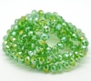 Picture of Crystal Glass Loose Beads Round Green AB Color Transparent Faceted About 8mm Dia, Hole: Approx 1mm, 42cm long, 2 Strands (Approx 72 PCs/Strand)