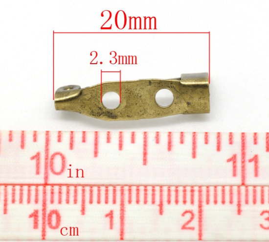 Picture of Iron Based Alloy Pin Brooches Back Bar Findings Antique Bronze 20mm( 6/8") x 5mm( 2/8"), 100 PCs