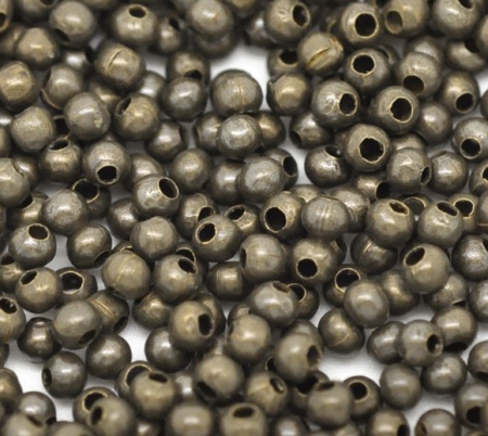 Iron Based Alloy Seed Beads Ball Antique Bronze About 2mm Dia, Hole: Approx 0.6mm, 3000 PCs