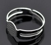 Picture of Iron Based Alloy Adjustable Glue-On Rings Round Silver Plated (Fits 8mm Dia) 17.5mm( 6/8")(US Size 7), 50 PCs