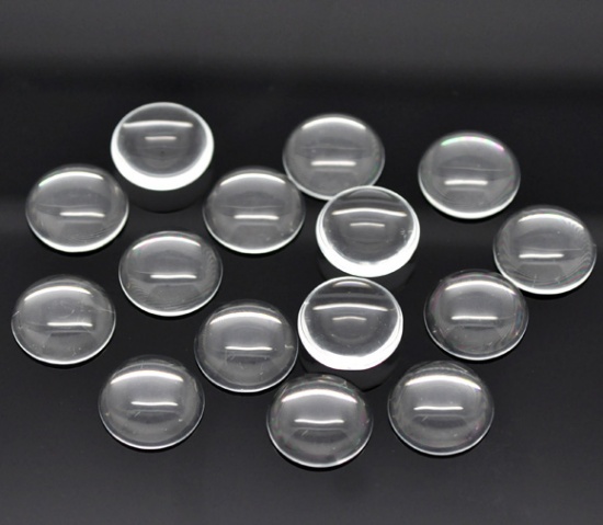 Immagine di Vetro Cupola Cabochon Cabochon per Abbellimento Tondo Flatback Clear Trasparente Trasparente 16mm Dia, 500 Pz