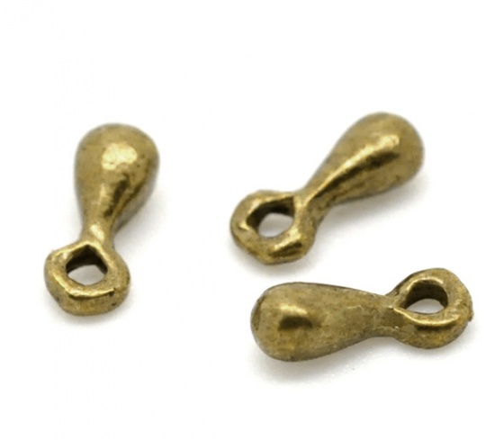 Image de Chaîne d'Extension de Pendentifs pour Collier Bracelet en Alliage de Zinc Bronze Antique Goutte d'Eau 7mm x 3mm, 200 Pcs