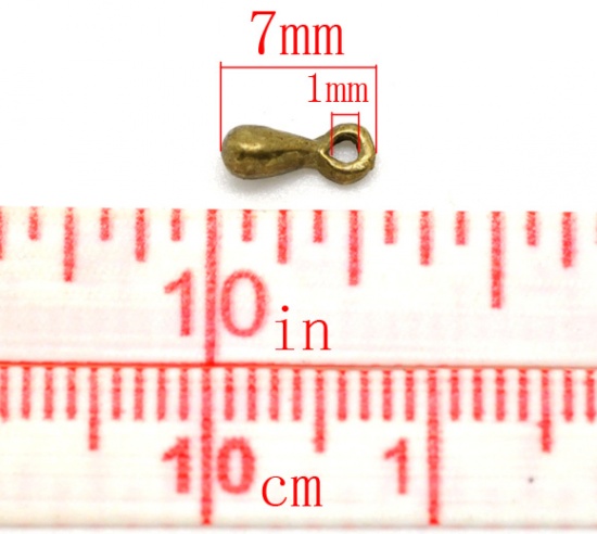 Image de Chaîne d'Extension de Pendentifs pour Collier Bracelet en Alliage de Zinc Bronze Antique Goutte d'Eau 7mm x 3mm, 200 Pcs