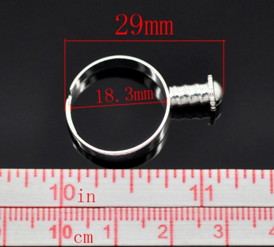 Picture of Brass European Style Adjustable Rings Silver Plated 18.3mm( 6/8")(US 8), 50 PCs                                                                                                                                                                               