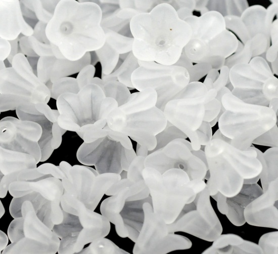 Bild von Weiß Matt Lilie Blumen Acryl Perlen Beads 10x14mm.Verkauft eine Packung mit 200