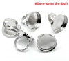 Picture of Brass Adjustable Cabochon Settings Rings Round Silver Tone (Fits 25mm Dia) 18.3mm( 6/8")(US Size 8), 10 PCs                                                                                                                                                   