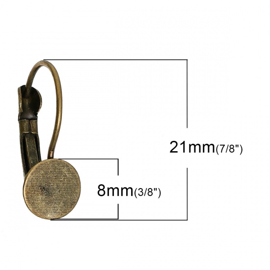 Immagine di Lega di Ferro Orecchino Accessori Tondo Tono del Bronzo 21.0mm x 13.0mm posta / filo: ( 0.8mm )， 50 Pz