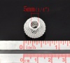Picture of Alloy European Style Large Hole Charm Beads Round Silver Plated Mesh Pattern 16 x14mm, 20 PCS