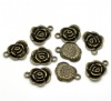 Bild von Bronzefarben Rose Blume Charms Anhänger 17x14mm.Verkauft eine Packung mit 50