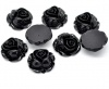 Immagine di Resina Cabochon per Abbellimento Fiore Nero Fiore Disegno 27.0mm x 27.0mm, 20 Pz