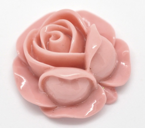 Immagine di Resina Cabochon per Abbellimento Fiore Rosa Fiore Disegno 27.0mm x 27.0mm, 20 Pz
