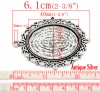 Immagine di Lega di Zinco Charm Ciondoli Ovale Argento Antico Basi per Cabochon Addetti 4cm x 3cm 6.1cm x 4.8cm, 5 Pz