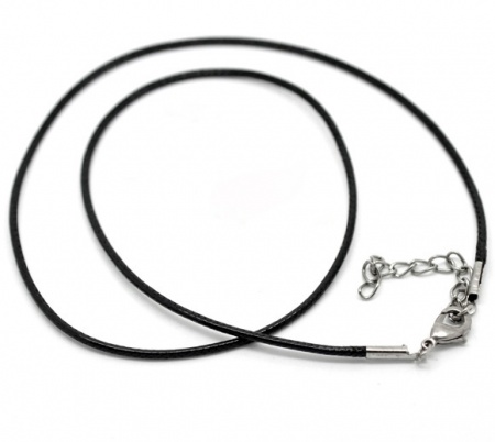 Wax Cord Necklace Black 47cm(18 4/8") long - 45cm(17 6/8") long, 200 PCs