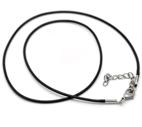 Picture of Wax Cord Necklace Black 47cm(18 4/8") long - 45cm(17 6/8") long, 200 PCs