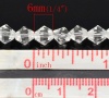 クリスタルガラスビーズ 双円錐形 白 透明 ファセット・カット 約 6mm x 6mm、 穴：約 1mm、 30cm長さ、 2 連 （約 50PCS /一連） の画像