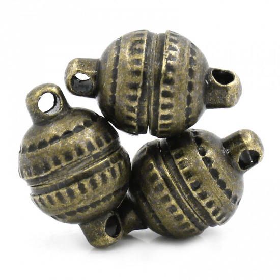 Picture of Magnetic Hematite Magnetic Clasps Half Ball Antique Bronze 14mm x 8mm, 50 Sets