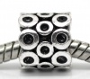 Picture of Zinc Metal Alloy European Style Large Hole Charm Beads Cylinder Antique Silver Circle Carved 9x9mm, 20 PCs