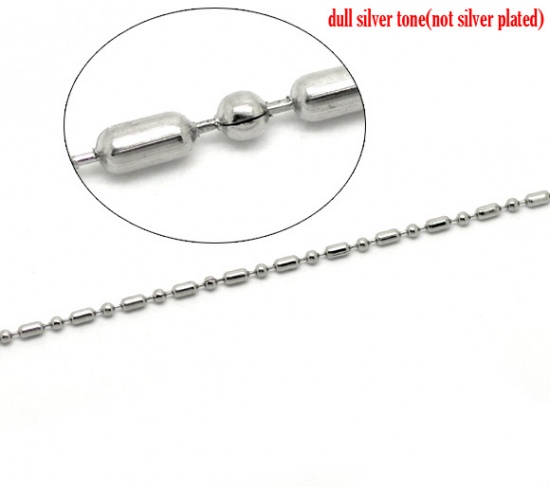 Picture of 304 Stainless Steel Bamboo Chain Findings Silver Tone 2.4mm( 1/8"), 10 M