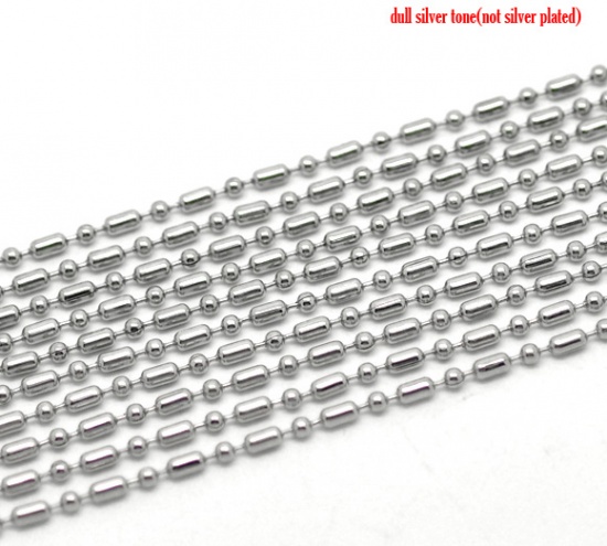 Picture of 304 Stainless Steel Bamboo Chain Findings Silver Tone 2.4mm( 1/8"), 10 M