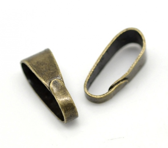 Image de Fermoirs Pinces du Pendantif en Alliage de fer Bronze Antique, 11mm x 4mm, 300 Pcs