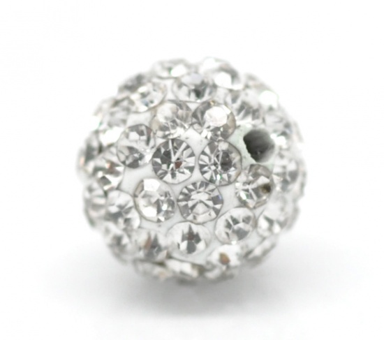 Picture of Clear Pave Rhinestone Ball Beads. Fits Shamballa Bracelet 10mm, sold per packet of 2